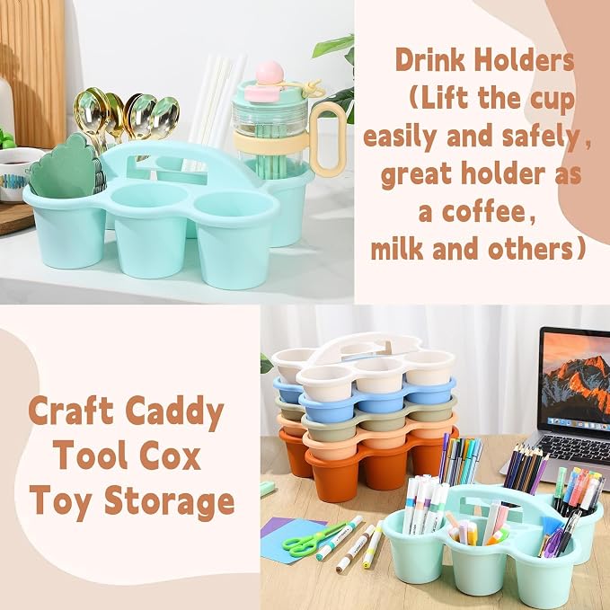 6 Pack Classroom Caddy Organizer with Handle, 6 Compartments, Morandi - Image 5