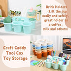6 Pack Classroom Caddy Organizer with Handle, 6 Compartments, Morandi - Image 5