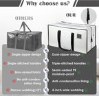 6 Pack Moving Bags Heavy Duty 210GSM with Full-Open Side Zipper, 93L 65lbs Waterproof Foldable Storage Totes for College Dorm Move-In, Moving Boxes Alternative & Home Organization,White - Image 8