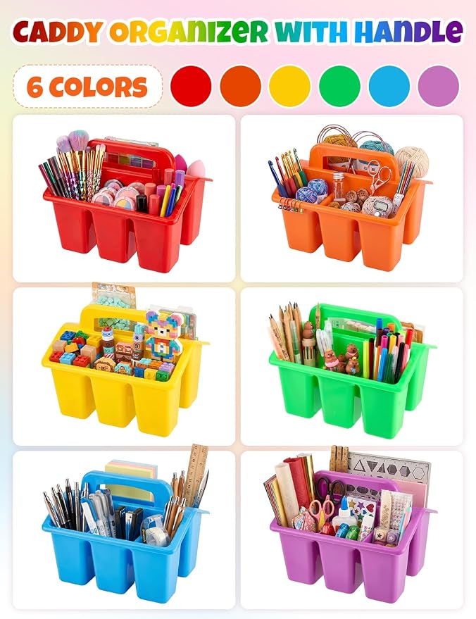 6 Pack Classroom Caddy Organizer with Handle, Table Caddy Classroom - Image 9