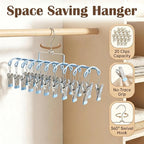 Pants Hangers with 20 Clips, Space Saving Hanging Closet Organizer (Blue) - Image 4