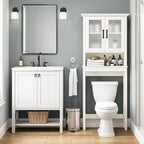 Over The Toilet Storage Cabinet, Over Toilet Bathroom Organizer with Doors and Adjustable Shelf, Thicken Frame Above Toilet Storage Cabinet Behind Toilet Bathroom Organizer, Cream White - Image 3