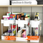 3 Pack Under Sink Organizer Bathroom and Storage Cabinet (White) - Image 3