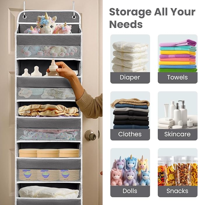 Over the Door Organizer with 10 Side Mesh Pockets,6 Shelf - Image 2