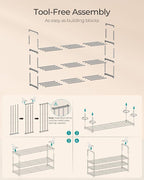 SONGMICS Shoe Rack, 3-Tier Shoe Organizer, Metal Storage Shelf | for Entryway, Upright or Upside Down, for 16-20 Pairs, Stackable, 11.8 x 36.2 x 21.7 Inches, Gray ULSA303G01 - Image 5