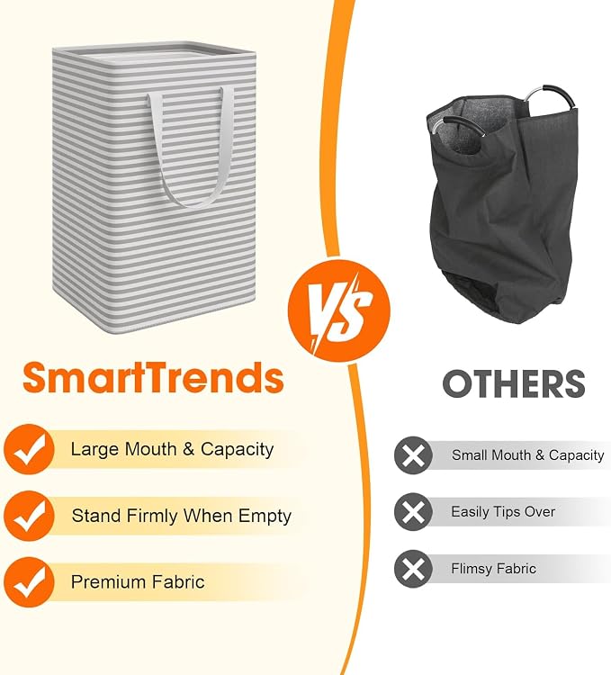 3-Pack Laundry Basket, Collapsible Laundry Hampers, 125L, Gray - Image 3