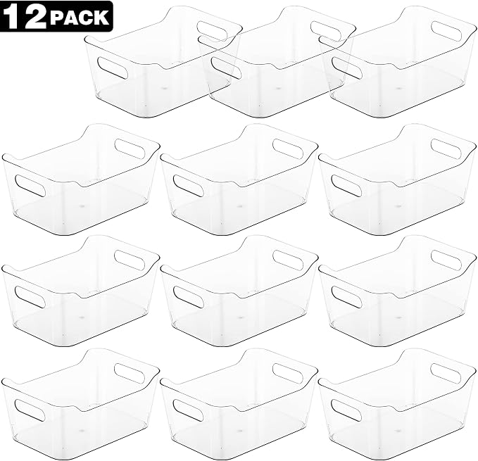 Tiawudi 12 Pack Plastic Storage Bins, Multi-Use Organizer Bins, Pantry Organizer, Clear Storage Containers for Home, Kitchen, Office, Cabinet, Shelf and Fridge Organization - Image 4