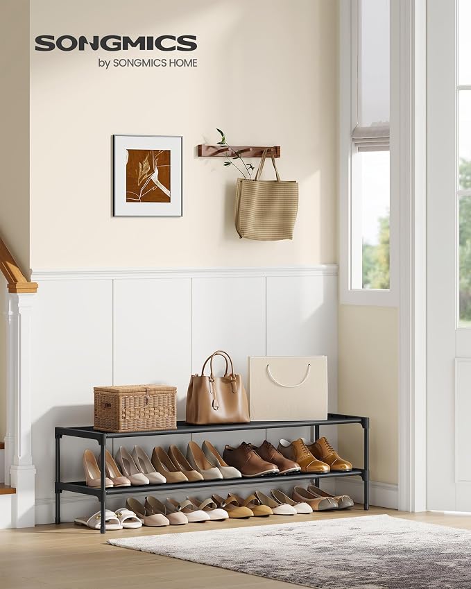 SONGMICS 2-Tier Shoe Rack, Space-Saving, Shoe Storage Organizer - Image 2