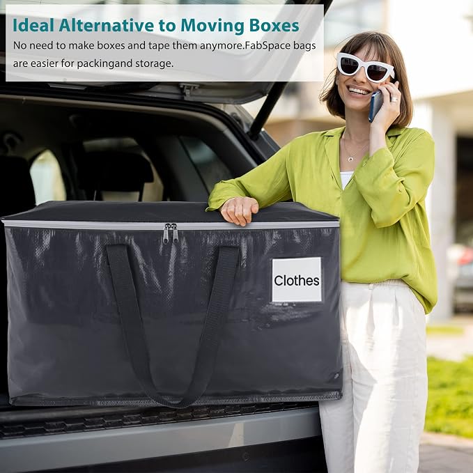 Fabspace Heavy Duty Moving Bags, 125L Collapsible Storage Totes, 10-Pack - Image 5