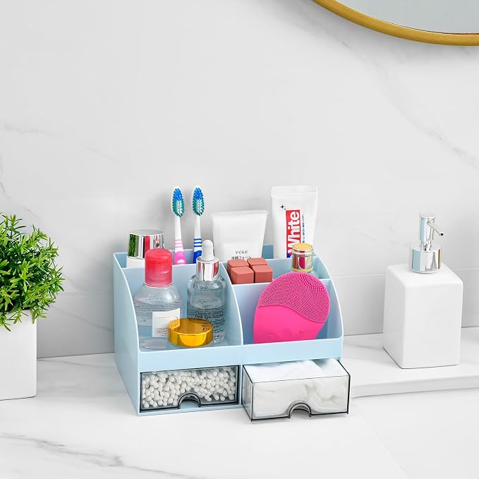 VITVITI Bathroom Counter Sink Vanity Organizer Countertop with Drawer, Blue - Image 5