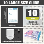 HIBAG Vacuum Storage Bags with Electric Pump, Vacuum Seal Bags for Clothing, Pillows, Blanket Bedding Comforters, 10 pack Large - Image 2