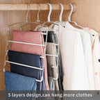 Pants Hangers Space Saving 3 Pack 5 Layer Swing Arm Hanger White - Image 2