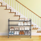 STORAGE MANIAC Expandable Shoe Rack, 16 Pairs Stackable Small Shoe Rack, Metal Adjustable Shoes Organizer for Closet, Entryway, Hallway, Garage, Front Door, Shoes Shelves, Black 4 Tier - Image 7