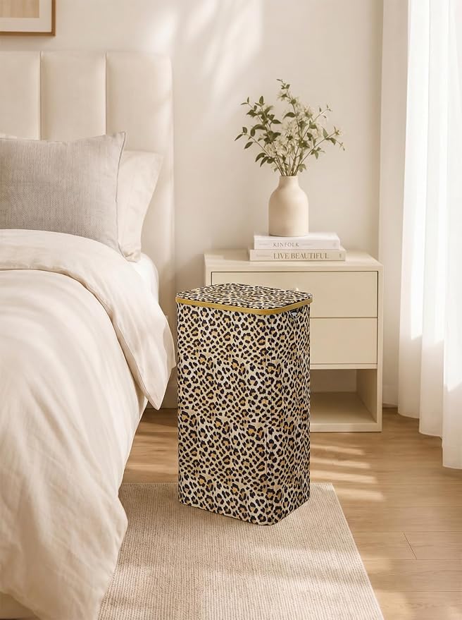 IEGrow Laundry Hamper with Lid,110L Laundry Basket with Bag,Leopard Print - Image 7
