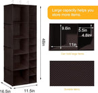 Libeder Shoe Organizer for Closet, 15 Shelf Hanging Closet Storage Shelves - 10 Shoe Rack Organizer and 5 Compartment for Clothes with 6 Side Mesh Pockets for Scarf, Socks,Gloves, Coffee - Image 2