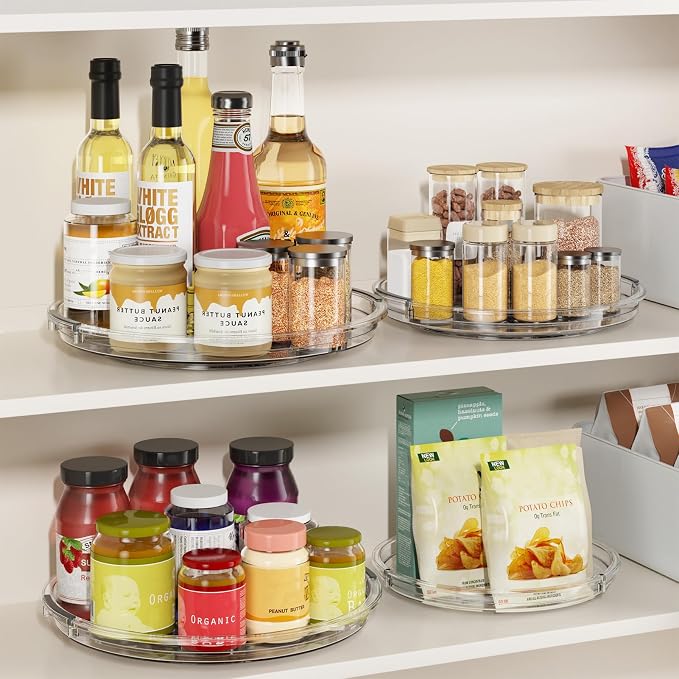LAMU 3 Pack 10.6'' Lazy Susan Organizer Turntable for Cabinet, Pantry Organizers and Storage, Rotating Condiment Organizer for Kitchen, Table Top, Fridge, Countertop, Spice Organization - Image 3