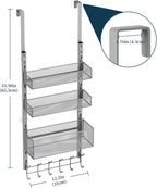 Consumest Over The Door Hooks Organizer - 4 Tier Door Coat Rack with 3 Baskets & 12 Hooks, Stainless Steel Towel Hanger for Bedroom, Bathroom, Living Room, Silver - Image 7