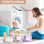3 Pack Laundry Room Organization Storage Containers, Plastic Clear Laundry Pods Container & Dryer Sheet Holder Jars with Lids, Scoops & Labels for Detergent, Powder, Dryer Balls, Beads - Image 5