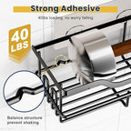 OMAIRA 3-Pack Shower Caddy with Soap Holder, Adhesive Rustproof No-drill Strudy Loading Inside Shower Organizer Shelves Rack Storage Bathroom Organization for Smooth Wall Glass Tile, Black (X-Large) - Image 4