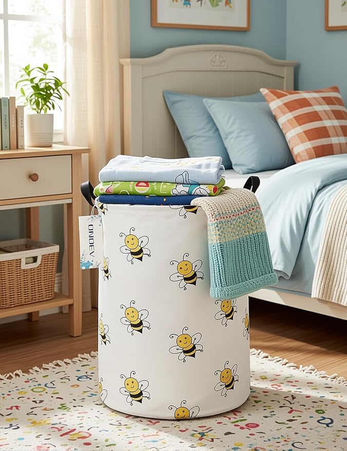 Round collapsible Large Bee Laundry Hamper for Adults and Kids - Image 5