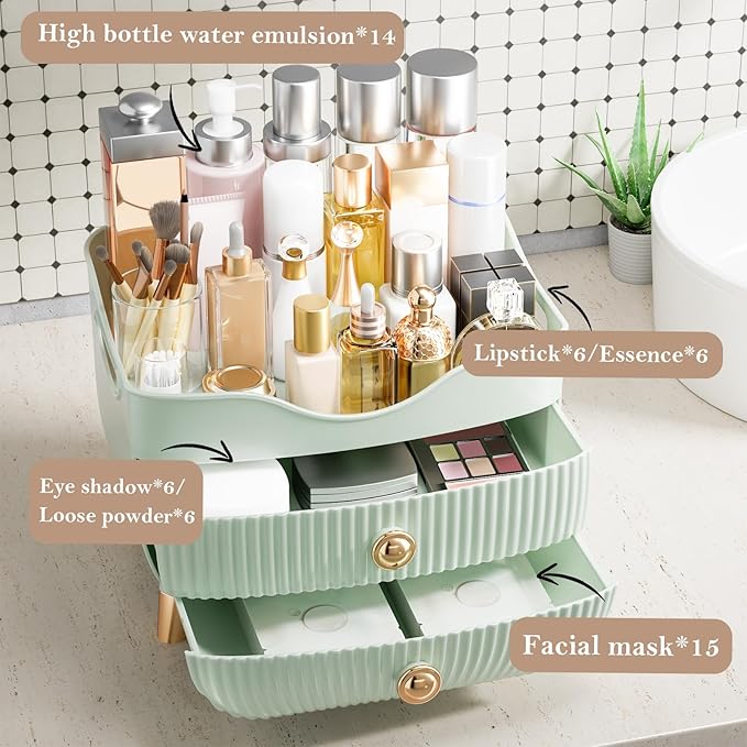 Makeup Organizer Countertop, Large Capacity Skincare Organizer for Vanity - Image 2