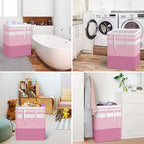 HomeHacks 2 Pack Laundry Baskets, Laundry Hampers Bags (Grey+Pink 125L) | Waterproof, Freestanding, Collapsible Clothes Hamper with Reinforced Handles in Laundry Room, Dorm, Bathroom, Bedroom - Image 6