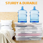 Beeveer 4 Pcs Plastic Under Bed Storage Container with Double Opening Lid Wheel Handle, Transparent Large Capacity Stackable Latching Festival Storage Bin for Closet Bedroom, 31.5x15.8x5.2 In(White) - Image 6
