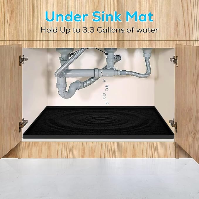 Under Sink Mat for Kitchen, Silicone Waterproof Liner, Flexible Organizer Tray with Drain Hole, 3.4 Gallons Capacity, Easy to Clean - Image 6