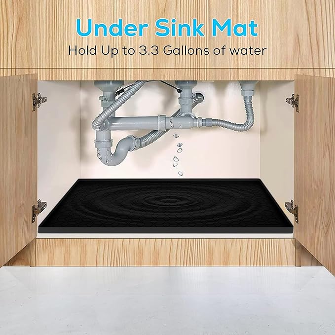 Under Sink Mat, 28"x22" Under Sink Mats for Kitchen, Silicone Waterproof Under Sink Liner, Sink Cabinet Organizer Tray with Drain Hole - Image 5