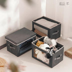 Homsorout Storage Bins with Lids - Fabric Storage Boxe with Window, Collapsible Closet Organizers with Handles, 3 Pack Decorative Bin, Home Cubes Baskets for Clothes, Hat, Books, Dark Grey - Image 5