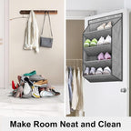 SLEEPING LAMB Over the Door Shoe Organizer for Closet, Short Hanging Shoe Rack with Large Deep Pockets, Narrow Door Sneaker Storage for Boots in RV, Dorm, Grey - Image 6