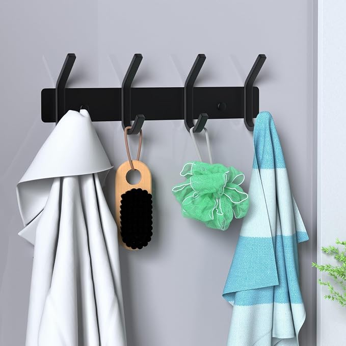 VAEHOLD Wall Hooks, Heavy Duty Aluminum Towel Hooks for Hanging Coat, Hat, Key, Clothes, Closet Hook Wall Mount for Kitchen, Bathroom, Office (“C“ Shape Coat 4 Hooks 1 Pack) - Image 4