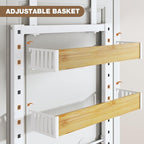 8 Tier Over the Door Pantry Organizer with Adjustable Wooden Baskets, Heavy Duty 2 in 1 Wall Mounted & Hanging Spice Rack for Kitchen, Cabinet and Closet Organization - Image 7
