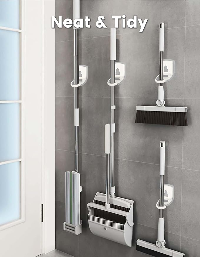 Broom Holder Wall Mount Self Adhesive, Broom and Mop Organizer Wall Hanging, No Drilling Anti-Slip Broom Hook Over Door for Home, Kitchen, Garden, Garage Storage 5-Pack - Image 5