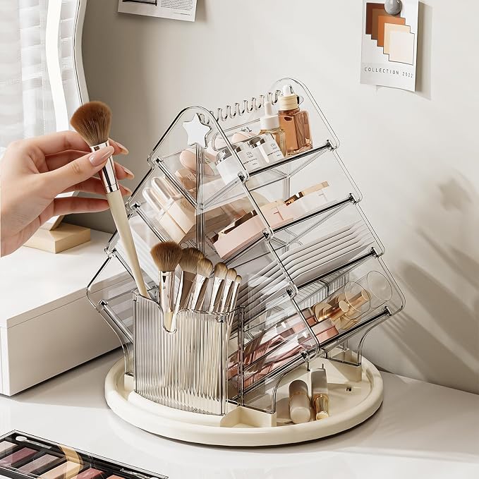 360° Rotating Makeup Organizer, 9.25'' Clear Lazy Susan for Vanity - Image 4