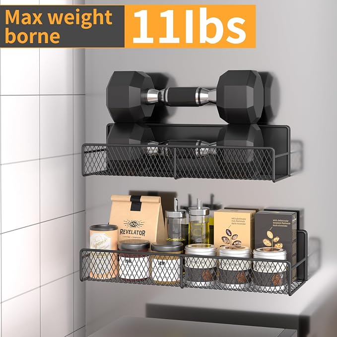 6 Pack Magnetic Shelves for Washing Machine, Magnetic Spice Rack Organizer for Refrigerator, Magnetic Shelf with Hanger Organizer, Metal Magnetic Basket, Laundry Organization and Storage, Black - Image 4