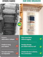 Hanging Closet Organizer, 4 Tier Metal Closet Organizers and Storage with 4 Hanging Hooks 4 S-Hooks for Wardrobe Laundry Room, Wire Storage Shelf for Clothes Sweaters Pants (White) - Image 5