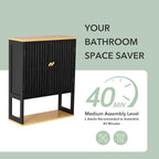 Bathroom Wall Cabinet with Bamboo Doors, 24 x 30 Inch, Black - Image 6