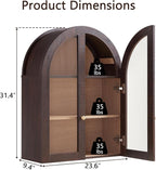 Bathroom Arched Wall Cabinet Over The Toilet Storage Cabinet, 23.5×31.4 Inch bathroom cabinet wall mount with Glass Doors & Adjustable Shelves, Wood Cabinet for Laundry Room, Kitchen, Brown/Natural - Image 2