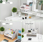 Bathroom Counter Sink Vanity Organizer Countertop with Drawers, White A - Image 4