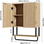 RUSTOWN Fluted Bathroom Wall Cabinet with 2 Doors, 3-Tier Medicine Cabinet - Image 3