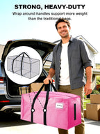 HOMESURE Supports 200lbs Heavy Duty Moving Bags - Strong Zipper & Wrap-Around Handles - Water-Resistant Storage Totes, Durable Alternative to Moving Boxes - 40 Pack - Pink - Image 2