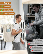 House Again 76L Laundry Backpack, 210D Oxford Heavy Duty Laundry Bag Backpack with Adjustable Shoulder Straps,Foldable Laundry Bag for College Dorm and Travel, Beige - Image 5