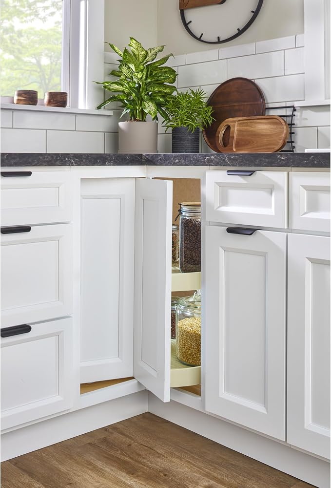 Rev-A-Shelf 24" Dual Tier Pie-Cut Lazy Susan Organizer for Base Corner Kitchen Cabinets, Two Plastic Home Storage Shelves, Almond, LD-2942-24-15-1 - Image 8