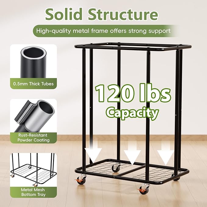 Laundry Hamper with Wheels, 200L Rolling Laundry Basket with Bag & Handles - Image 5