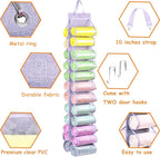 Legging Storage Bag Storage Hanger Can Holds 24 Leggings or Shirts Jeans Compartment Storage Hanger, Foldable Leggings Organizer Clothes Portable Closets Roll Holder (Light Purple) - Image 3