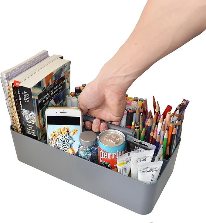 -Large Carry Caddy Bin Basket Portable Office Desk Storage DIY- MADE IN USA (Orion Gray) by EnjoyOrganizer