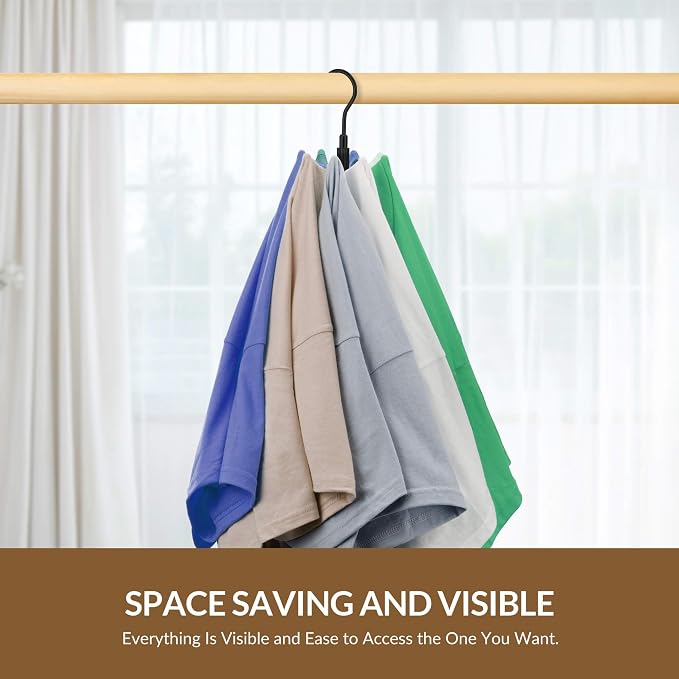 ZEDODIER 2 Pack Space Saving Hangers for Clothes,Rotatable Sturdy Shirt Hangers with 16 Hooks, Non Slip Multiple Shirt Organizer for T-Shirts Sweatshirts Hoodies, Black - Image 4