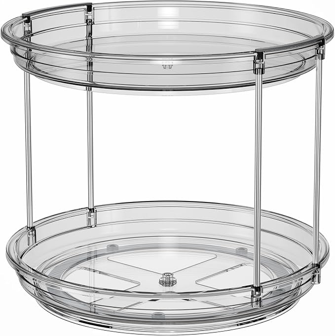 LAMU 2 Tier Lazy Susan Turntable Organizer 10.6'' Rotating Spice Rack Organization for Cabinet, Kitchen, Pantry, Countertop, Bathroom, Vanity, Medicine Cabinet Organizer, Grey - Image 9