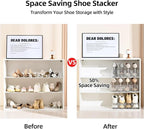 Shoe Slots Organizer，20 Pack Clear Shoe Stackers for a Pair of Shoes,Adjustable Shoe Rack with Three Levels，Shoe Storage Shoe Space Saver - Image 6